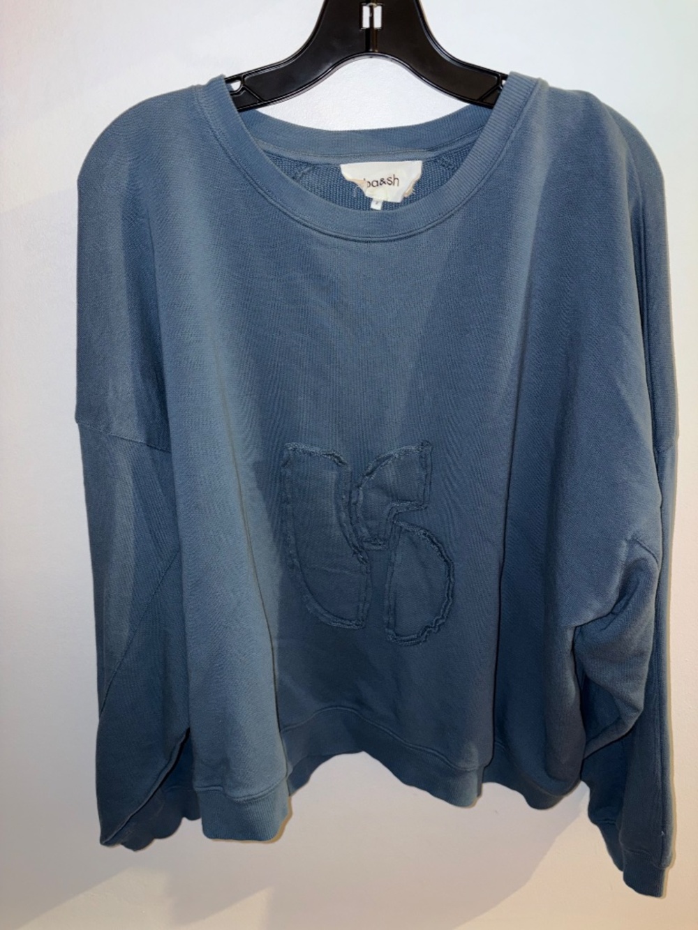 ba&sh Maia Applique Logo Sweatshirt Blue French Terry Size 2 US M Medium